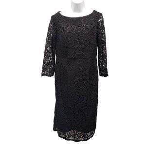 Talbots Black Eyelet Lace Dress Dark Feminine Whimsigoth Cottagecore Size 6